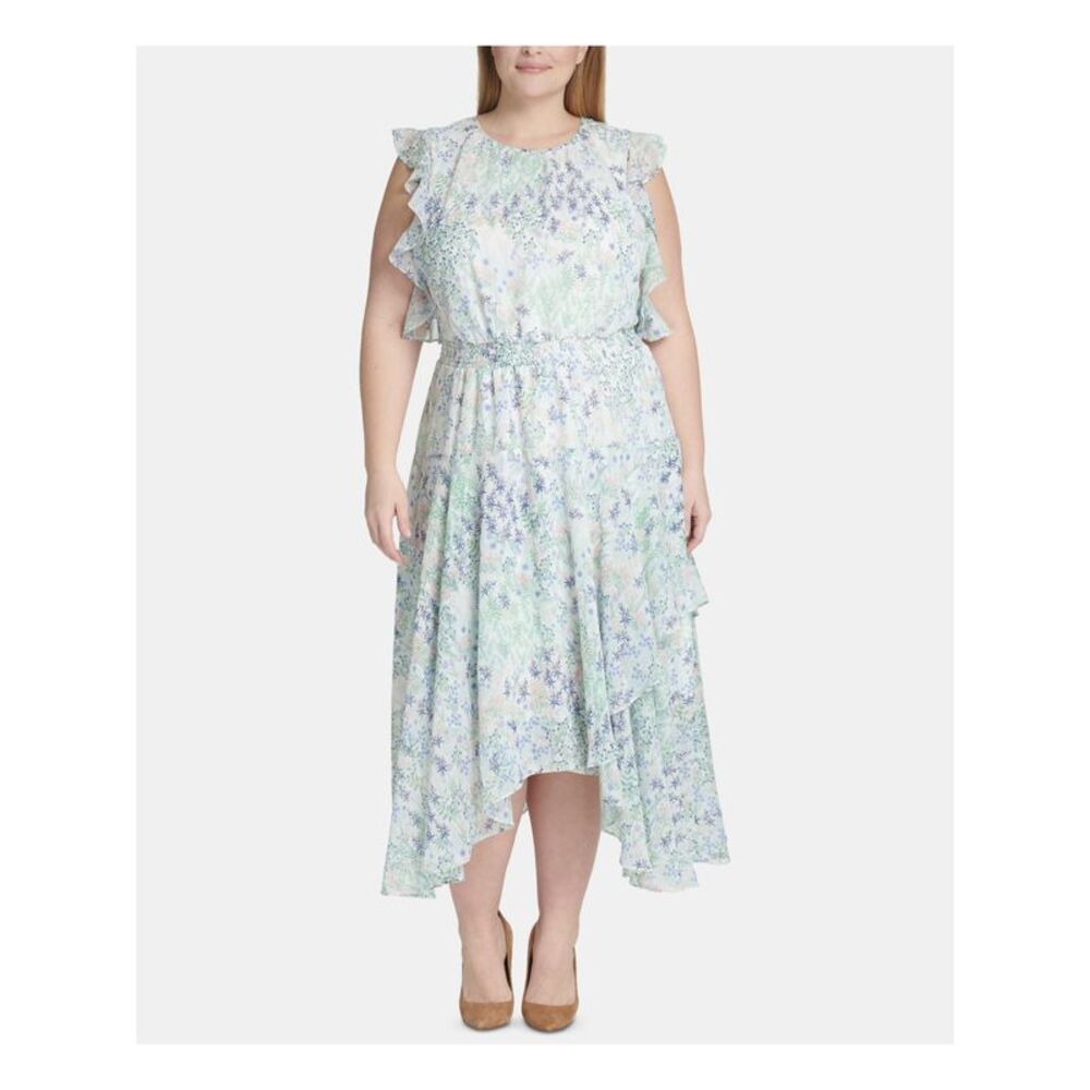 Tommy Hilfiger Pastel Floral Ruffle Midi Dress